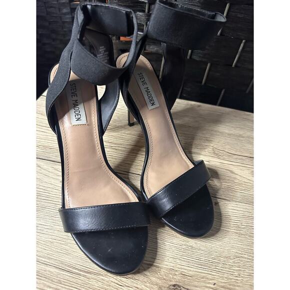 Steve Madden Raina black elastic ankle strap heels - Picture 7 of 8